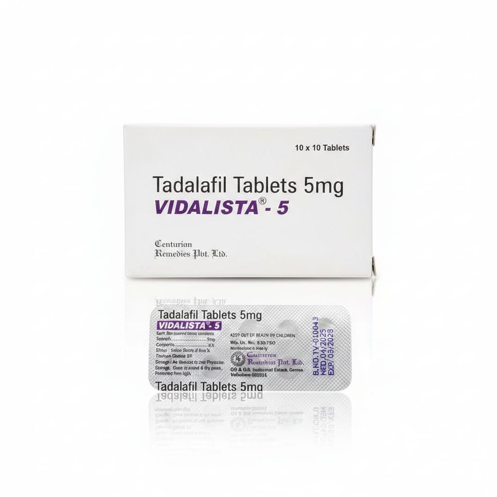 Tadalafil 5mg (Vidalista) – 10 Tablets by Centurion Remedies | ED Medication