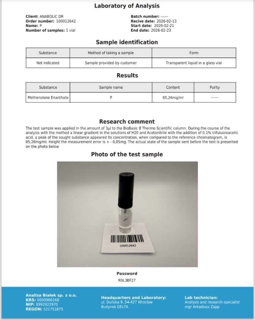 Primo 100mg/ml - 1 x 10ml vial - RG Pharma - Analiza Bialek Certified