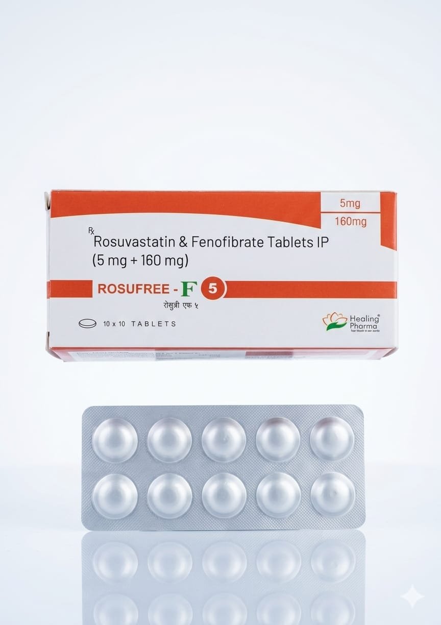 Rosuvastatin & Fenofibrate 5mg/160mg - 1 x 10tb - Healing Pharma