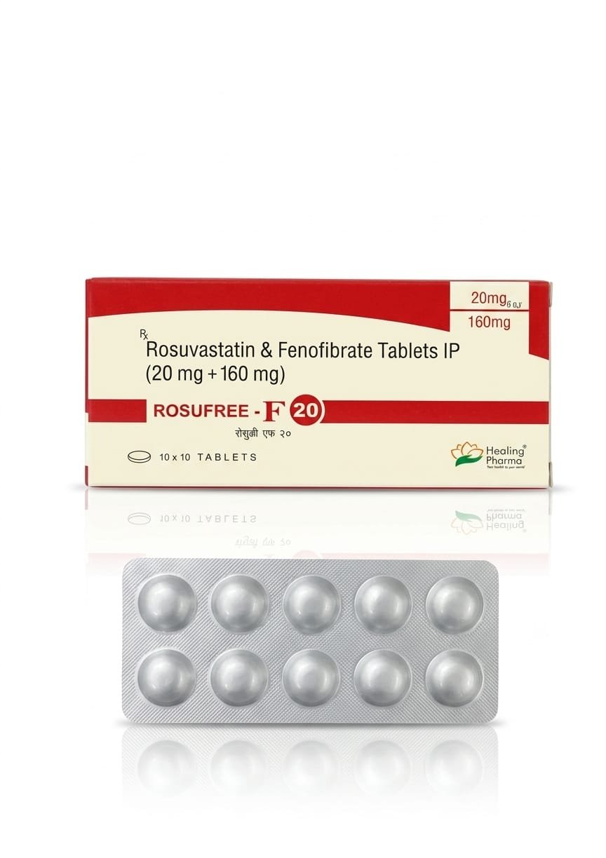 Rosuvastatin & Fenofibrate 20mg/160mg - 1 x 10tb - Healing Pharma