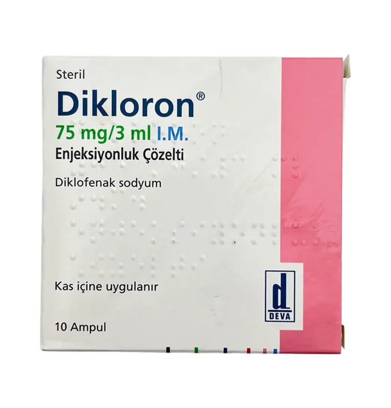 Dikloron Diclofenac Sodium 75mg/3ml I.M 10 Ampoules Deva